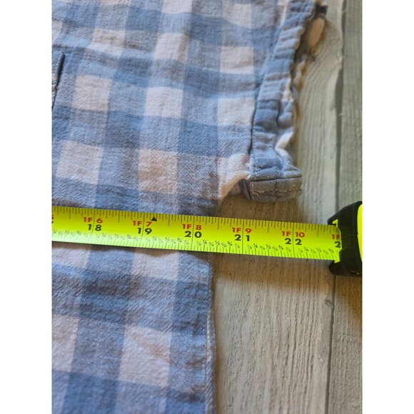 Beach Lunch Lounge Blue & White Checkered Linen-Cotton Tie-Front Shirt Size M - Picture 7 of 7